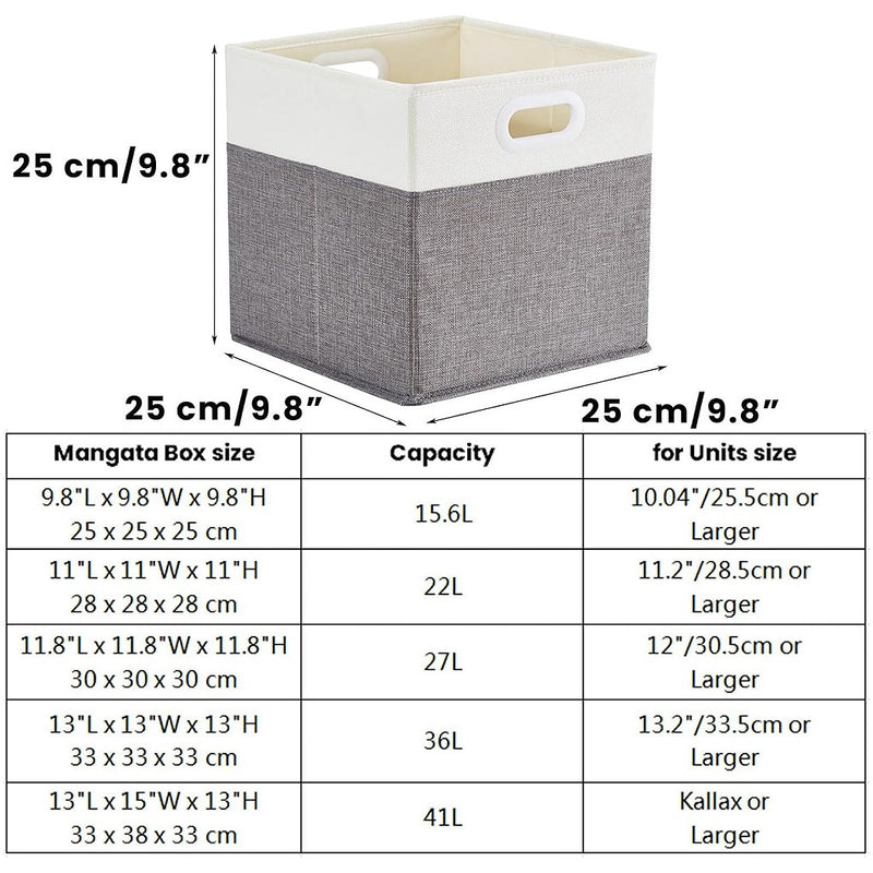 Boîte de rangement cube 25×25×25 cm – panier en tissu rigide, sans plis & sans odeur, couleurs nordiques, poignées corde / cuir / tissu (1/3/4 pcs)