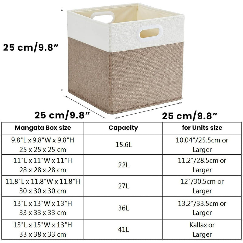 Boîte de rangement cube 25×25×25 cm – panier en tissu rigide, sans plis & sans odeur, couleurs nordiques, poignées corde / cuir / tissu (1/3/4 pcs)