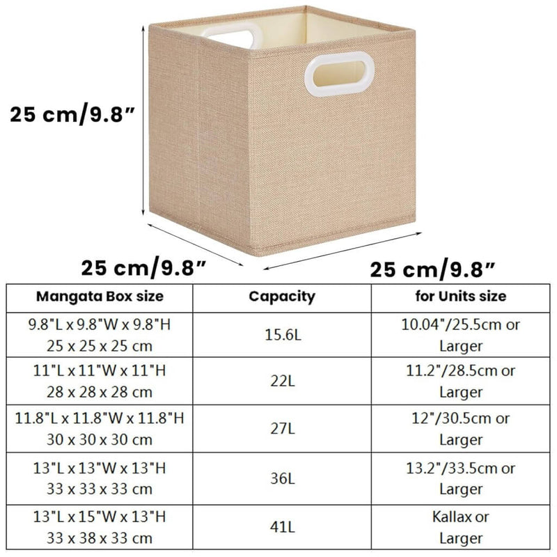 Stoff-Aufbewahrungsbox Würfel, faltenfrei, mit Griffringen Helles Khaki
