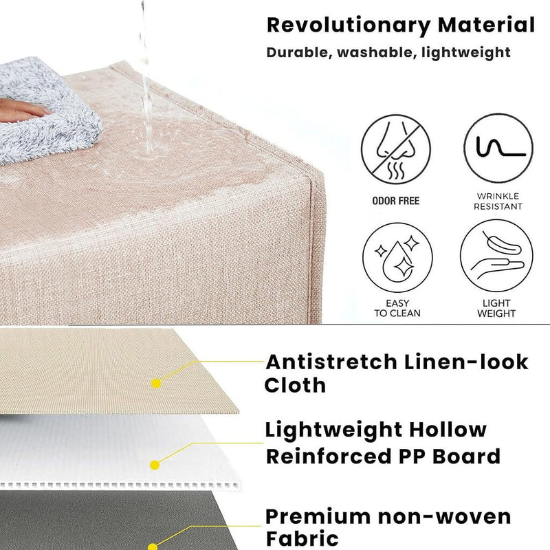 Boîte de rangement cube 25×25×25 cm – panier en tissu rigide, sans plis & sans odeur, couleurs nordiques, poignées corde / cuir / tissu (1/3/4 pcs)