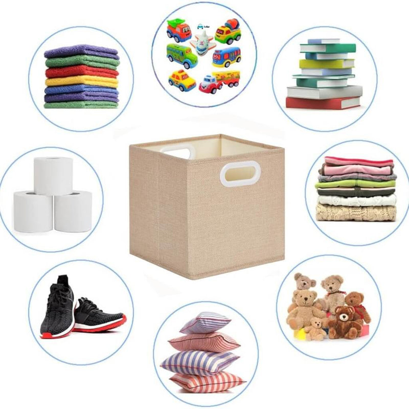 Stoff-Aufbewahrungsbox Würfel, faltenfrei, mit Griffringen Helles Khaki