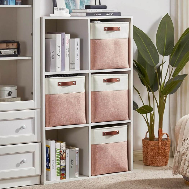 Boîte de rangement cube 25×25×25 cm – panier en tissu rigide, sans plis & sans odeur, couleurs nordiques, poignées corde / cuir / tissu (1/3/4 pcs)