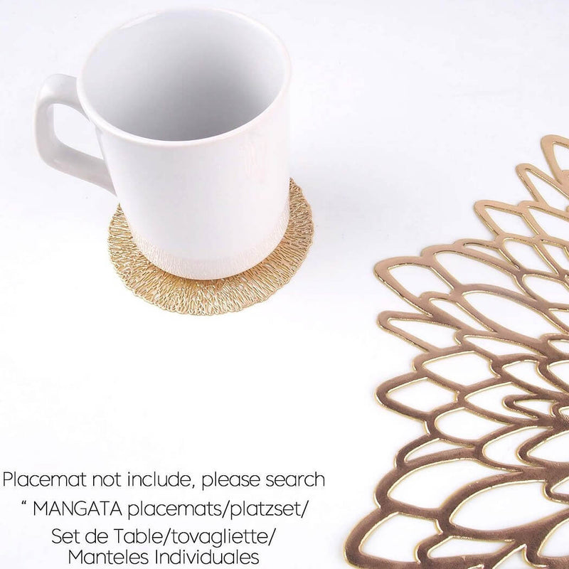 Posavasos redondos dorados de 10,5 cm – Posavasos de vidrio resistentes al calor para vasos, tazas y velas (Juego de 2 a 10) MÅNGATA