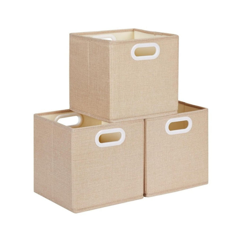 Stoff-Aufbewahrungsbox Würfel, faltenfrei, mit Griffringen Helles Khaki