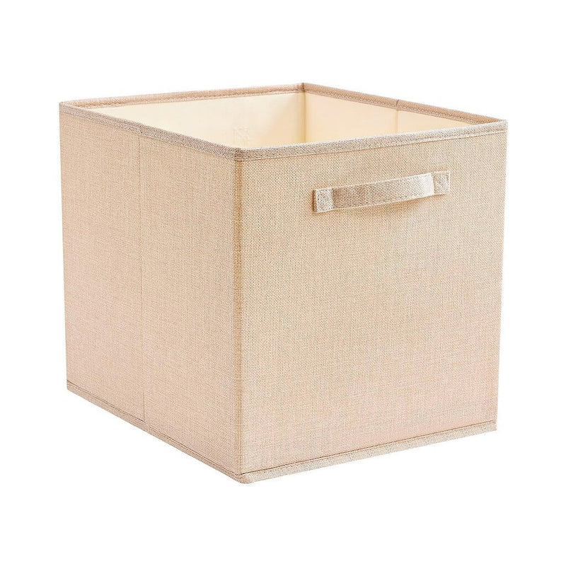 Boîte de rangement cube 25×25×25 cm – panier en tissu rigide, sans plis & sans odeur, couleurs nordiques, poignées corde / cuir / tissu (1/3/4 pcs)