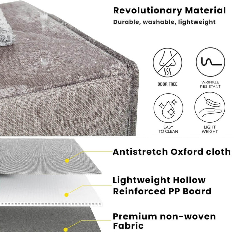 Boîte de rangement cube 25×25×25 cm – panier en tissu rigide, sans plis & sans odeur, couleurs nordiques, poignées corde / cuir / tissu (1/3/4 pcs)