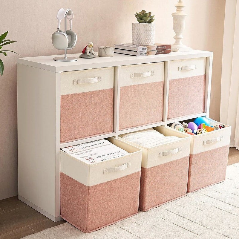 Boîte de rangement cube 25×25×25 cm – panier en tissu rigide, sans plis & sans odeur, couleurs nordiques, poignées corde / cuir / tissu (1/3/4 pcs)