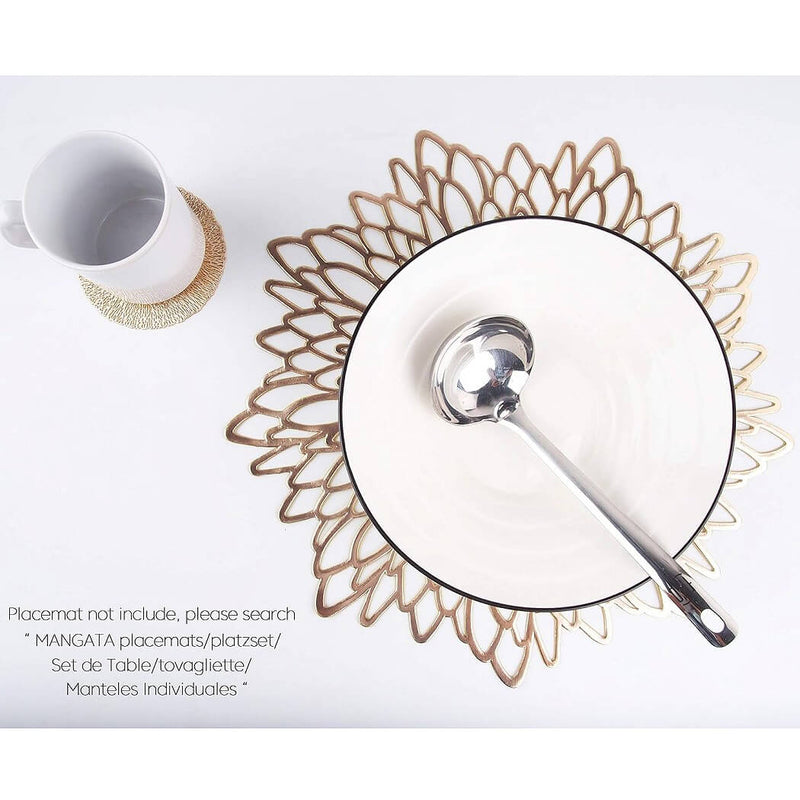 Posavasos redondos dorados de 10,5 cm – Posavasos de vidrio resistentes al calor para vasos, tazas y velas (Juego de 2 a 10) MÅNGATA