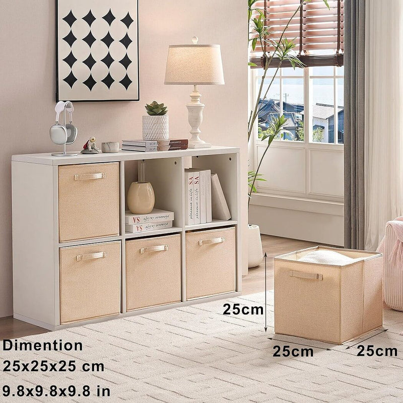 Boîte de rangement cube 25×25×25 cm – panier en tissu rigide, sans plis & sans odeur, couleurs nordiques, poignées corde / cuir / tissu (1/3/4 pcs)