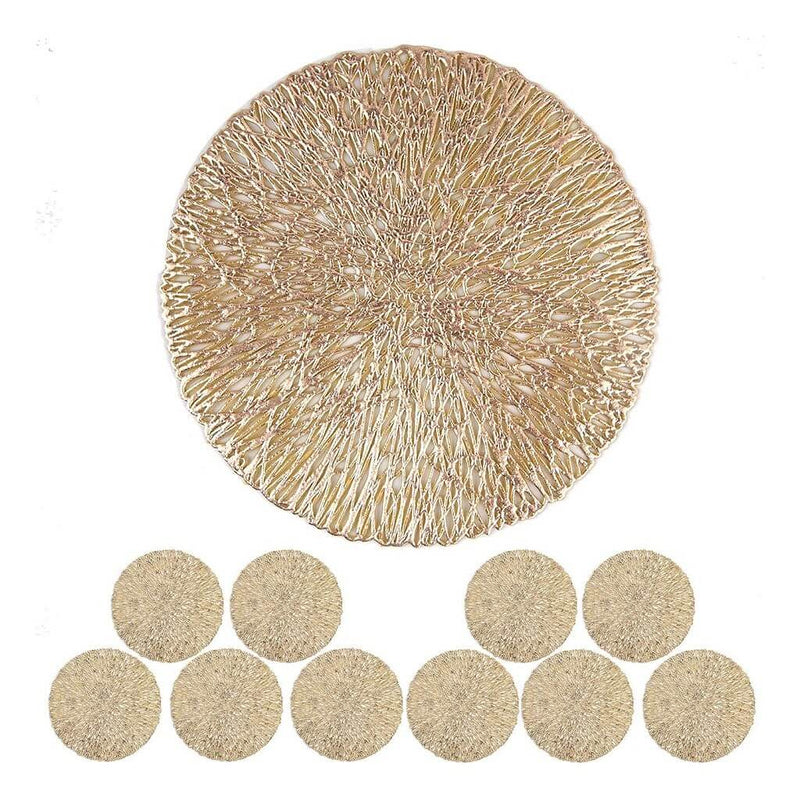 Posavasos redondos dorados de 10,5 cm – Posavasos de vidrio resistentes al calor para vasos, tazas y velas (Juego de 2 a 10) MÅNGATA