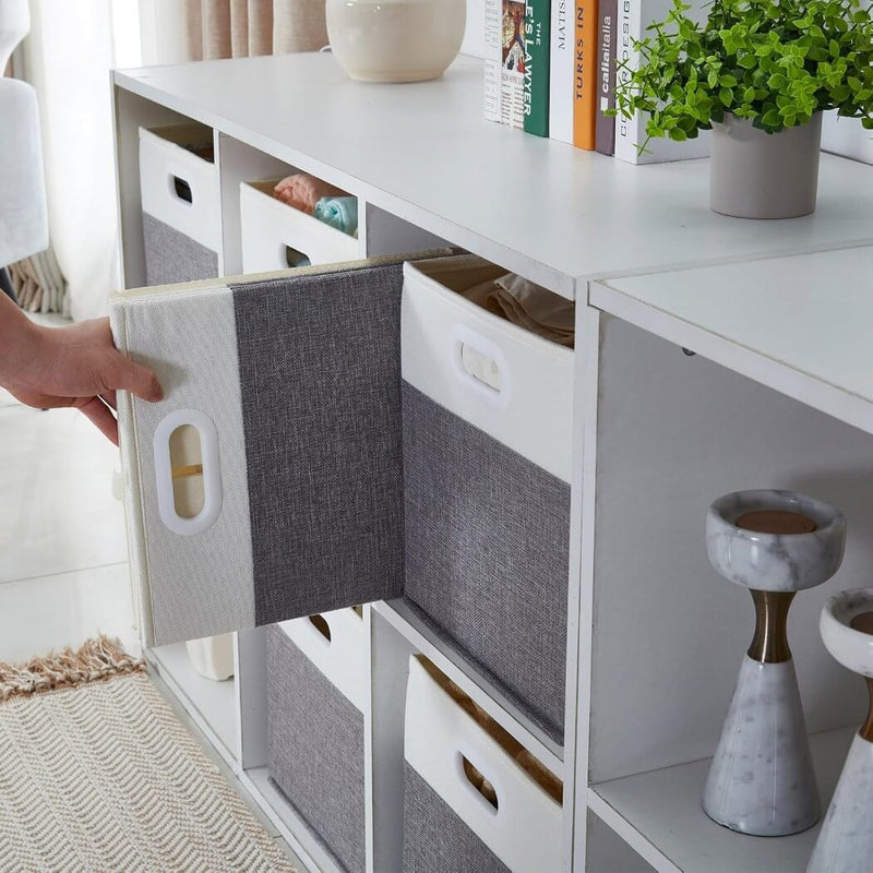 Boîte de rangement cube 25×25×25 cm – panier en tissu rigide, sans plis & sans odeur, couleurs nordiques, poignées corde / cuir / tissu (1/3/4 pcs)