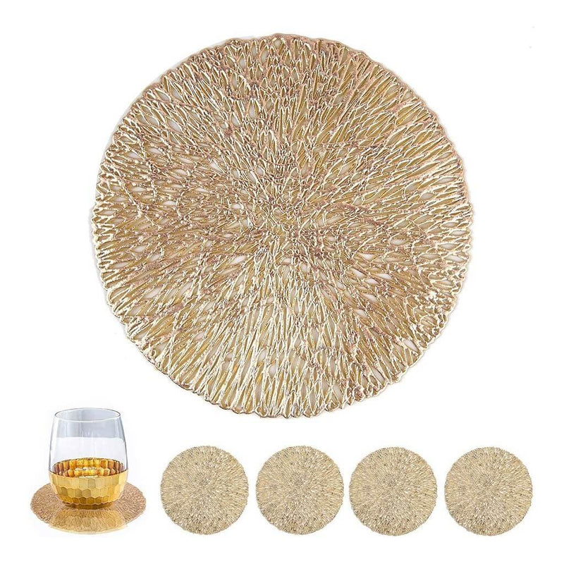 Posavasos redondos dorados de 10,5 cm – Posavasos de vidrio resistentes al calor para vasos, tazas y velas (Juego de 2 a 10) MÅNGATA