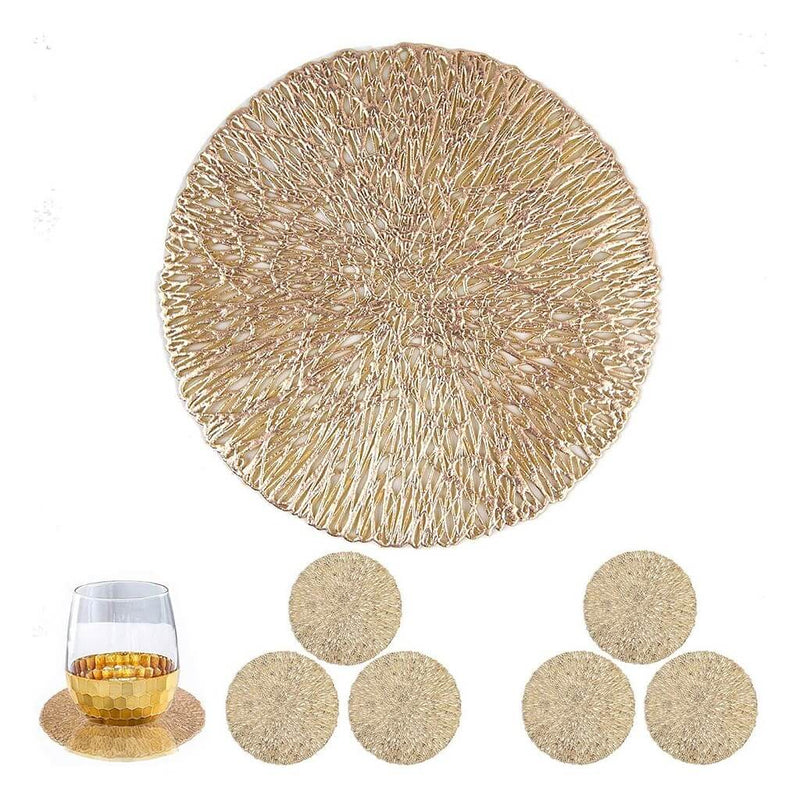 Posavasos redondos dorados de 10,5 cm – Posavasos de vidrio resistentes al calor para vasos, tazas y velas (Juego de 2 a 10) MÅNGATA