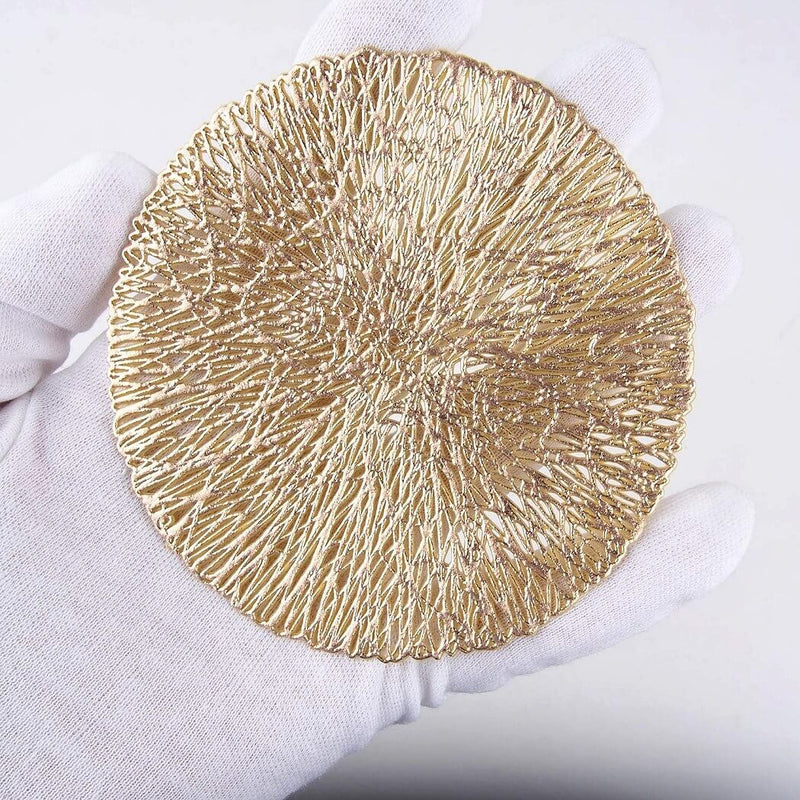 Posavasos redondos dorados de 10,5 cm – Posavasos de vidrio resistentes al calor para vasos, tazas y velas (Juego de 2 a 10) MÅNGATA