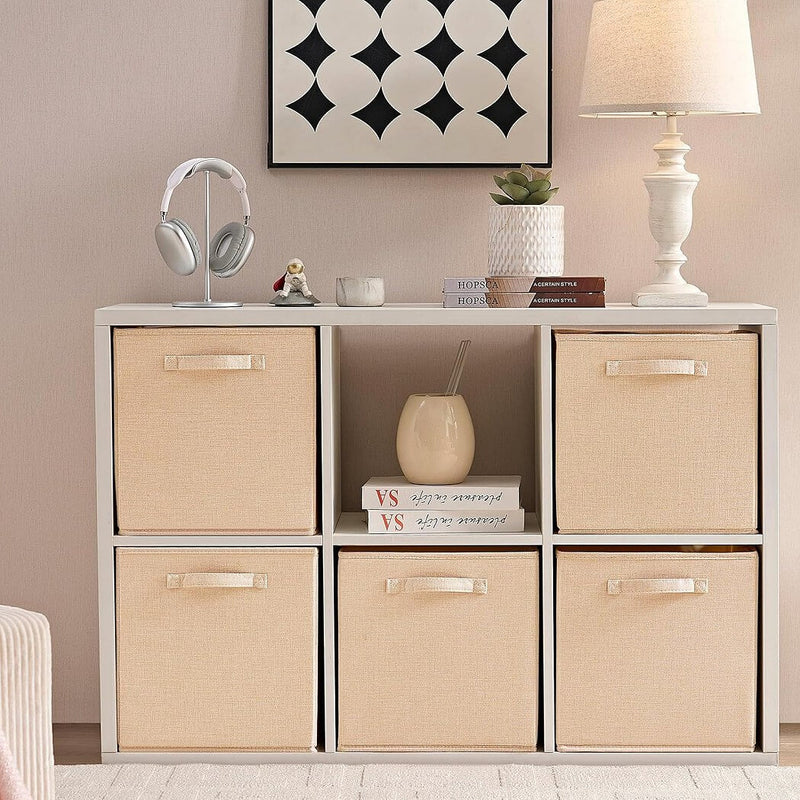 Boîte de rangement cube 25×25×25 cm – panier en tissu rigide, sans plis & sans odeur, couleurs nordiques, poignées corde / cuir / tissu (1/3/4 pcs)