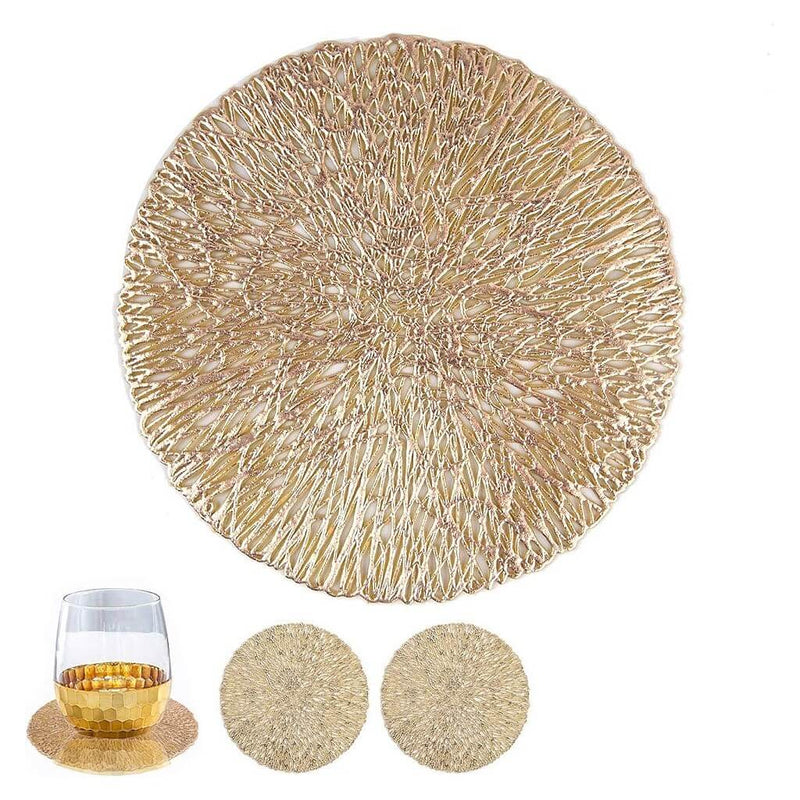 Posavasos redondos dorados de 10,5 cm – Posavasos de vidrio resistentes al calor para vasos, tazas y velas (Juego de 2 a 10) MÅNGATA