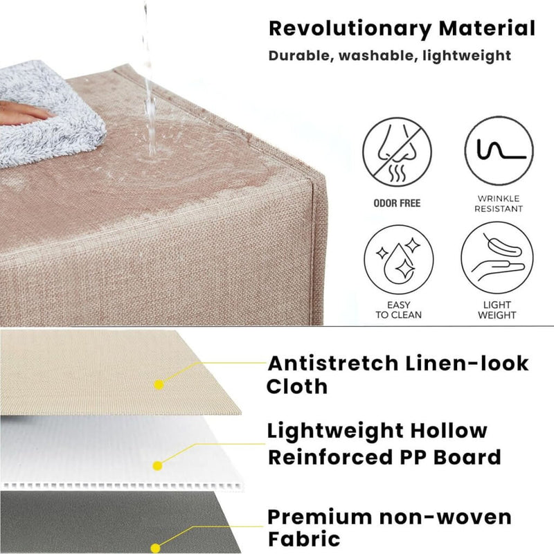 Stoff-Aufbewahrungsbox Würfel, faltenfrei, mit Griffringen Helles Khaki