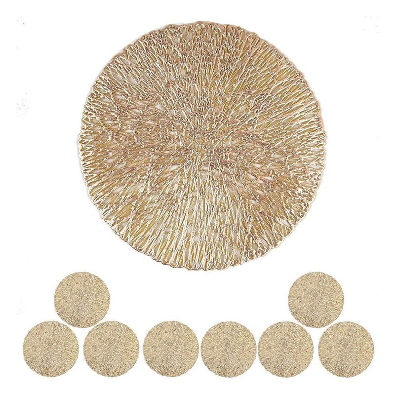 Posavasos redondos dorados de 10,5 cm – Posavasos de vidrio resistentes al calor para vasos, tazas y velas (Juego de 2 a 10) MÅNGATA