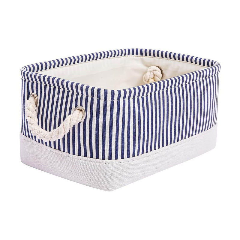 Cesta de almacenaje con asa para armario, paquete de 3 (rayas azules) 