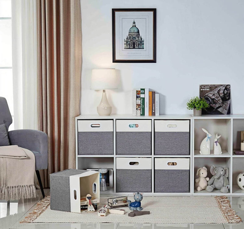 Boîte de rangement cube 25×25×25 cm – panier en tissu rigide, sans plis & sans odeur, couleurs nordiques, poignées corde / cuir / tissu (1/3/4 pcs)