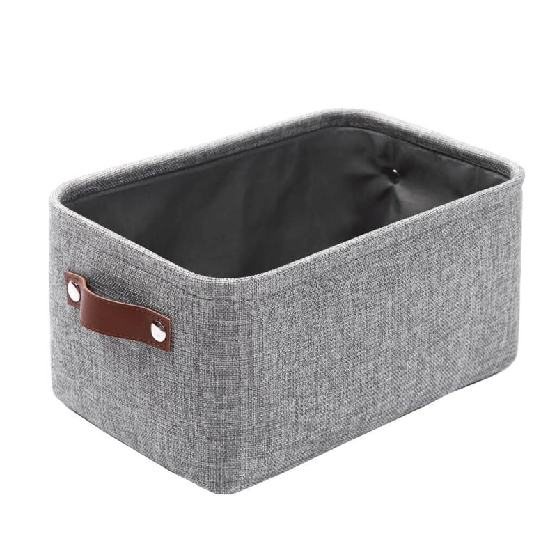 Stoffboxen mit Ledergriff (Grau)