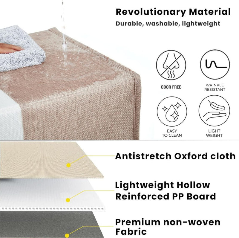 Boîte de rangement cube 25×25×25 cm – panier en tissu rigide, sans plis & sans odeur, couleurs nordiques, poignées corde / cuir / tissu (1/3/4 pcs)