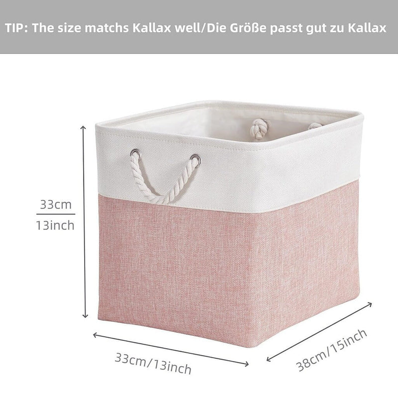 Elegante Aufbewahrungsbox aus Stoff in Rosa und Weiß 33 x 38 x 33cm