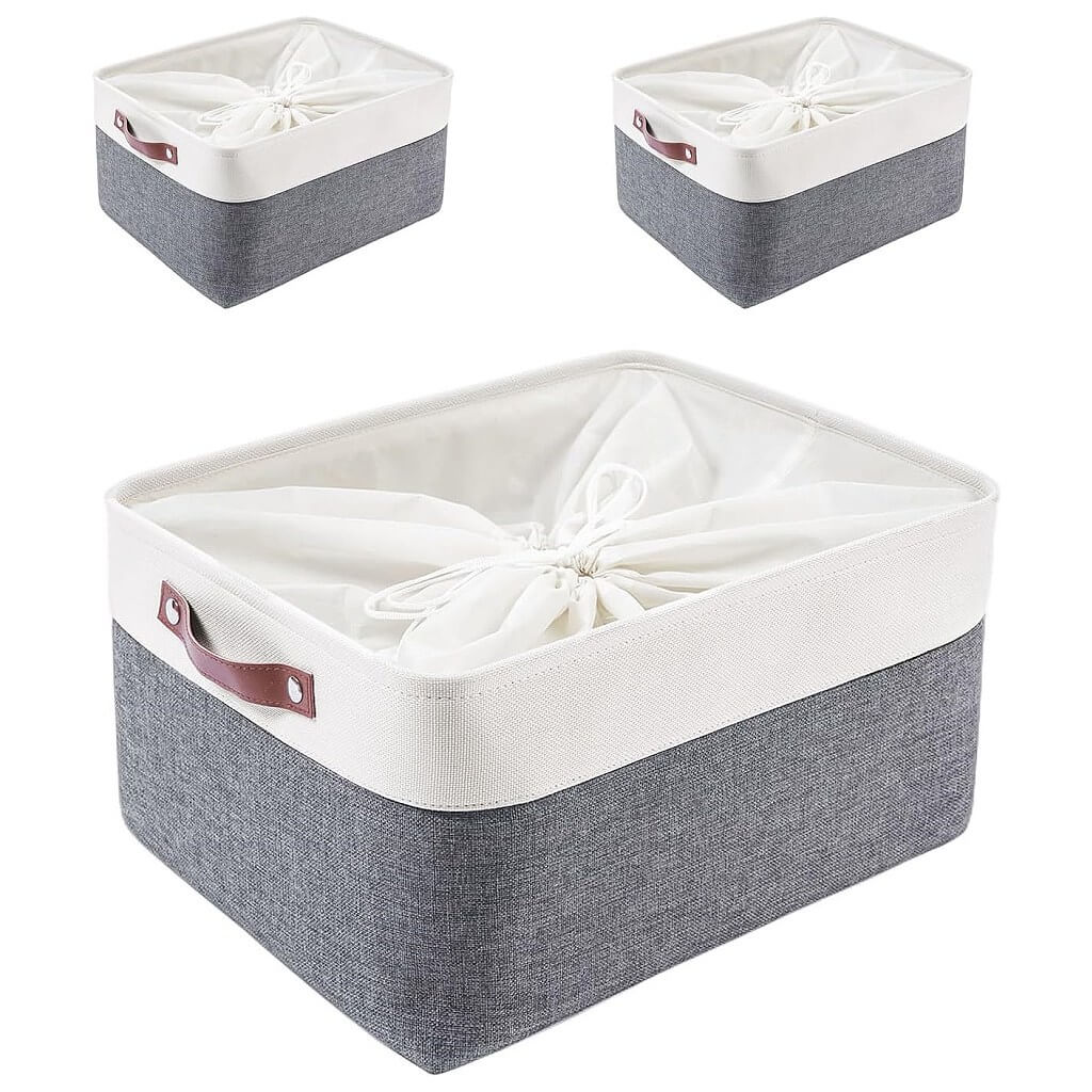 Jubonexis Aufbewahrungskörbe Vintage-Stil - Faltbare Stoffboxen 27x27cm Mit Griffen