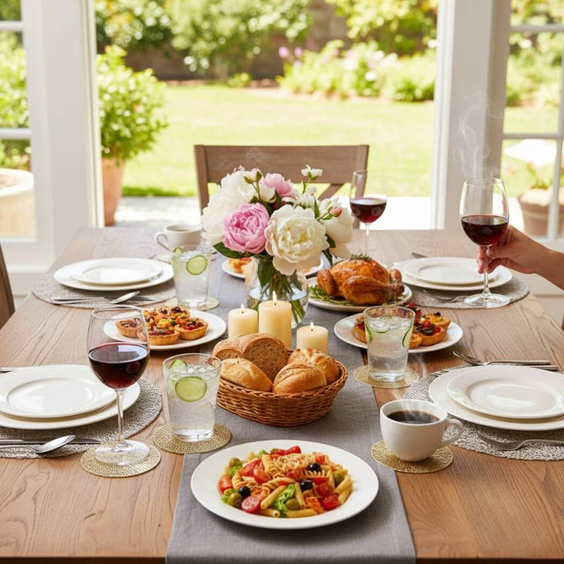 Posavasos redondos dorados de 10,5 cm – Posavasos de vidrio resistentes al calor para vasos, tazas y velas (Juego de 2 a 10) MÅNGATA