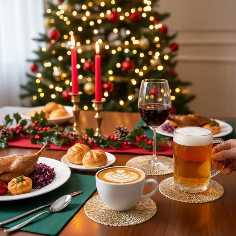 Posavasos redondos dorados de 10,5 cm – Posavasos de vidrio resistentes al calor para vasos, tazas y velas (Juego de 2 a 10) MÅNGATA