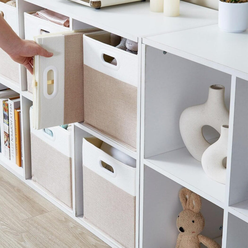 Boîte de rangement cube 25×25×25 cm – panier en tissu rigide, sans plis & sans odeur, couleurs nordiques, poignées corde / cuir / tissu (1/3/4 pcs)