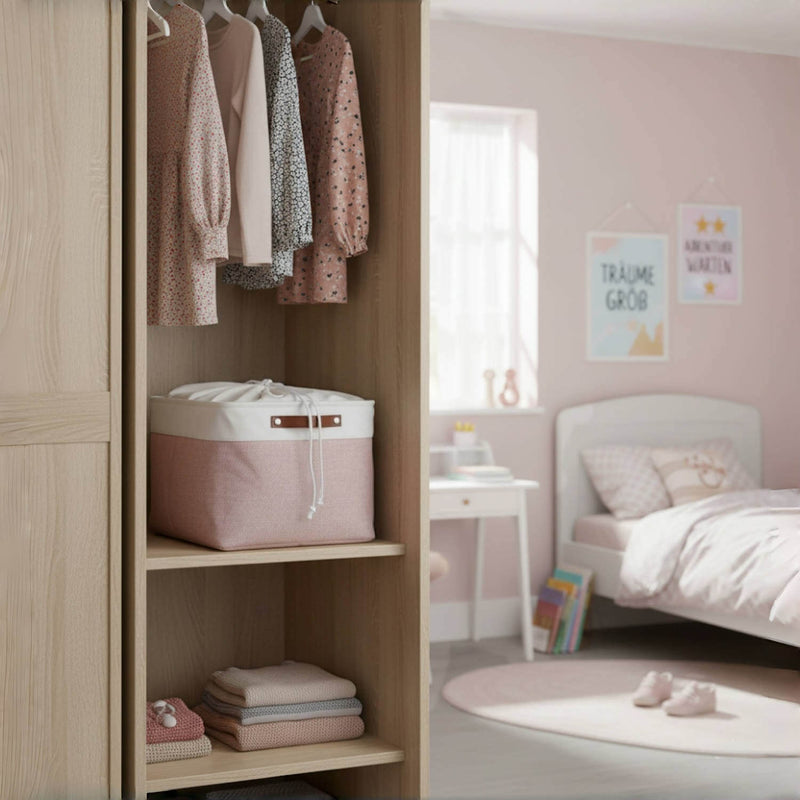 Aufbewahrungsboxen aus Stoff – Rechteckig in Rosa & Weiß für Schrank, Regale & Schränke
