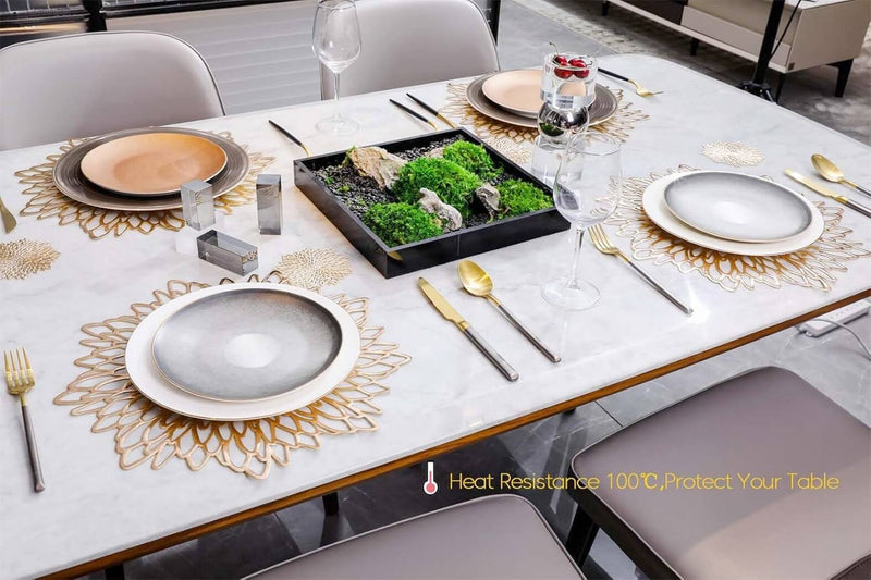 Platzsets Gold Silber Tischsets Rund für Weihnachten, Hochzeit, Dinnerpartys, Restaurant, Hotel (15,5 ")