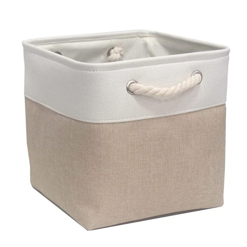 Aufbewahrungsbox aus Stoff 25x25x25 cm Karki Creme Weiss