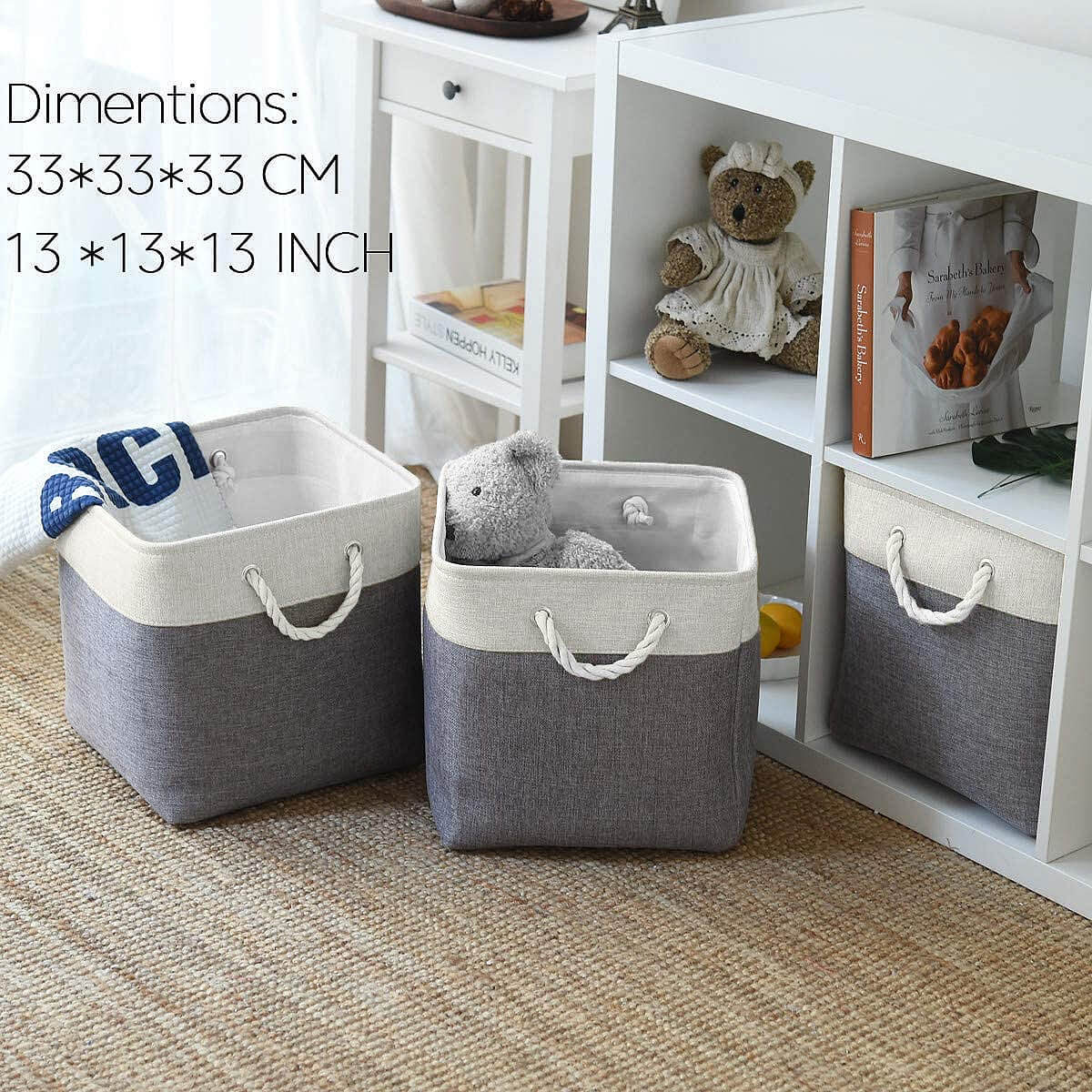 4er-Set Faltboxen 30x30x30cm Khaki - Stoff Aufbewahrungskörbe Für Schrank & Regal