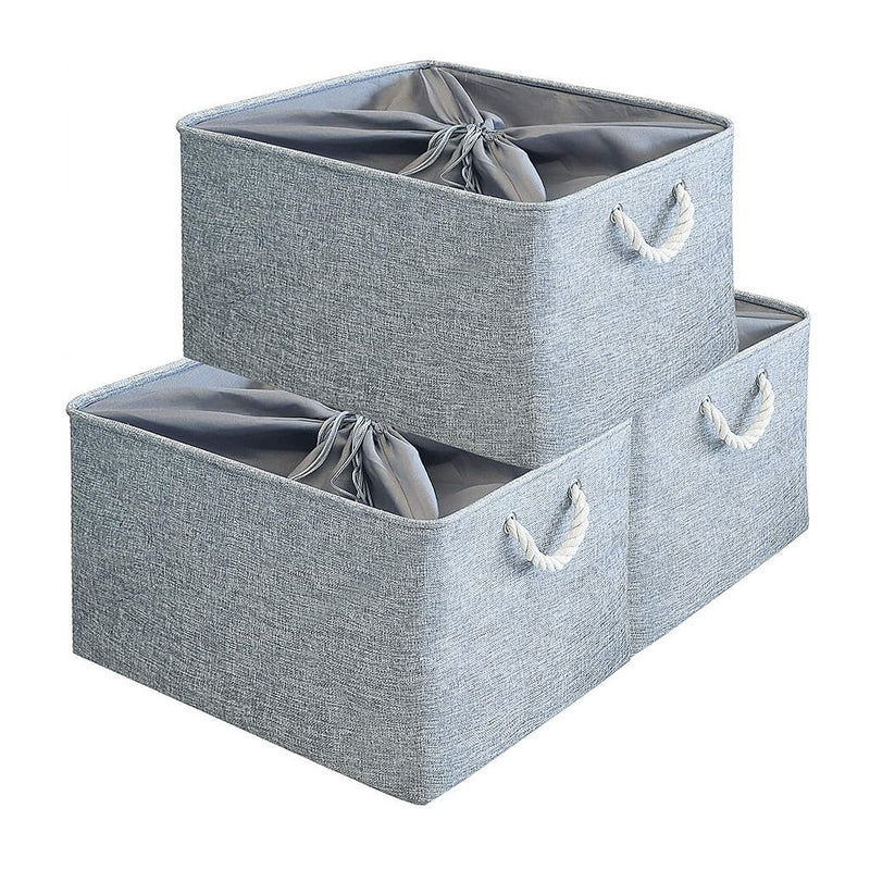 3er Set Aufbewahrungs Tasche Bettwäsche Box Grau