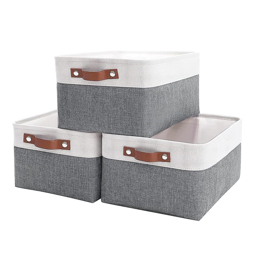 GRANNY SAYS Aufbewahrungswürfel Stoff, 6 Stück Aufbewahrungsboxen Für Würfelregal, Regalkörbe 26,7 X 26,7 X 28 Cm Grau Regalboxen Mit Griffen, Stoffkisten Aufbewahrung Für Kallax Regal Faltboxen