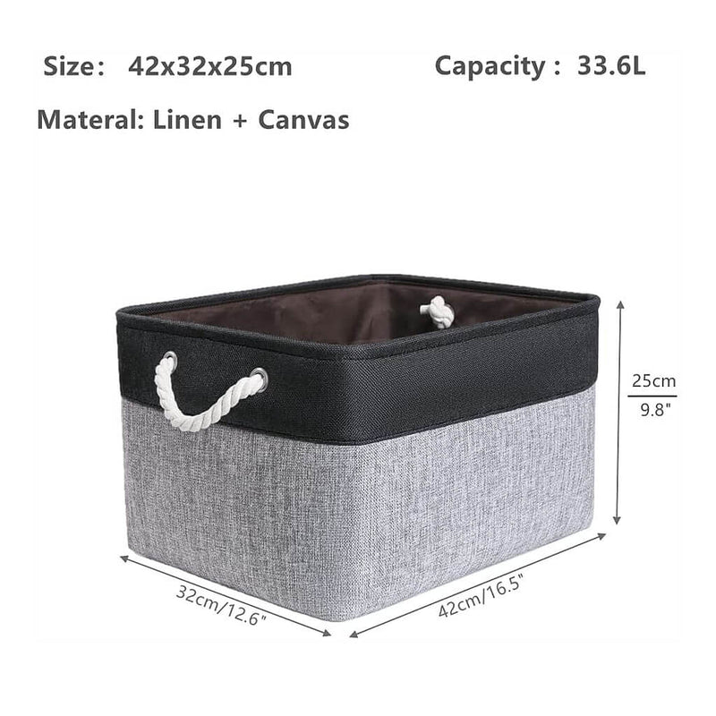 Ordnungsboxen Aufbewahrungsbox Groß Grau Schwarz 42 x 32 x 25 cm Kaufen –  Mangata
